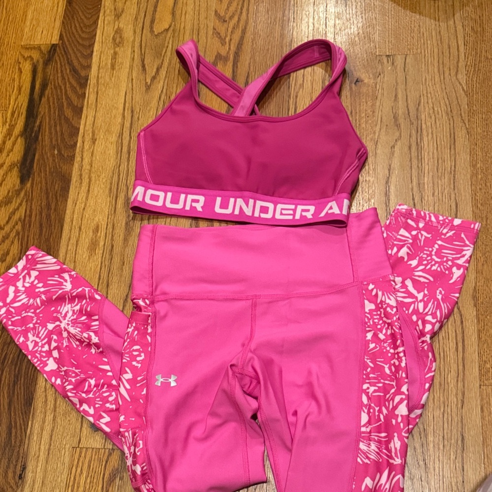 Under Armour Fuchsia Sports Bra and Floral Leggings